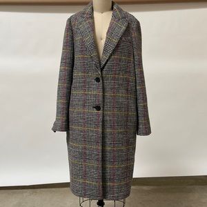 TOP SHOP plaid lined COZY knit long pea coat